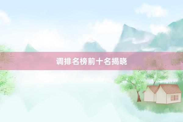 调排名榜前十名揭晓